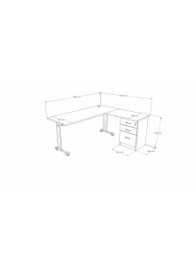ESCRITORIO C/LATERAL DER. 180x160